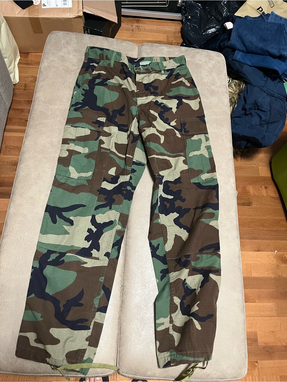 Unisex  Camo Cargo Pants - Green Woodland Camouflage